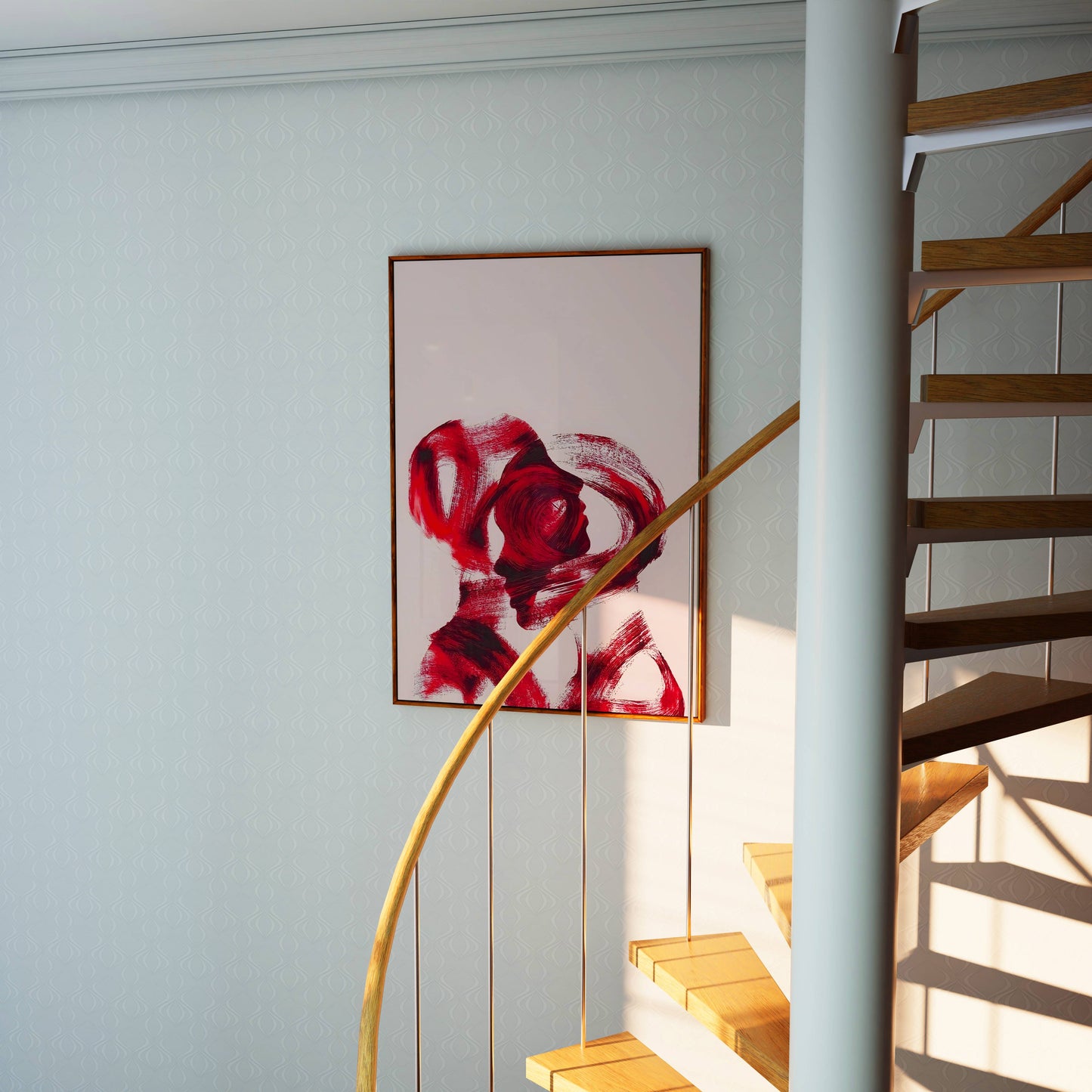 Bold Red Brushstroke Abstract Modern Art Frame
