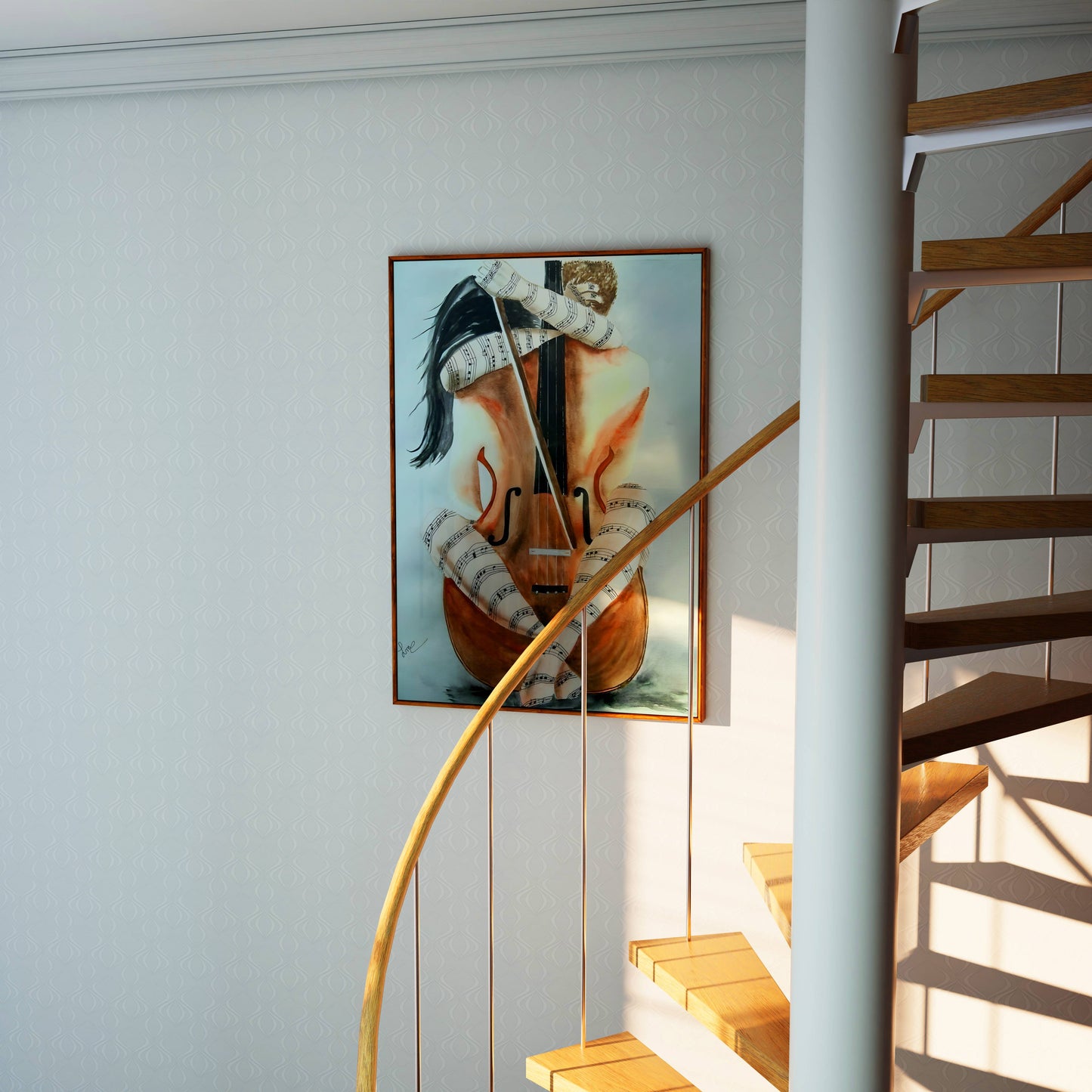 Soulful Cellist Woman Musical Portrait Art Frame