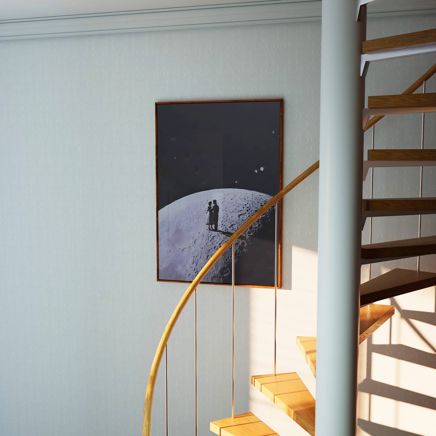 Cosmic Moon Duo Surreal Space Art Frame