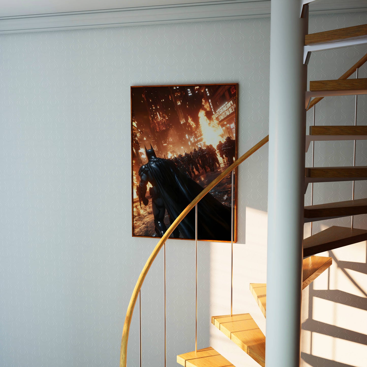 Batman Action Fire Dark Art Poster Frame
