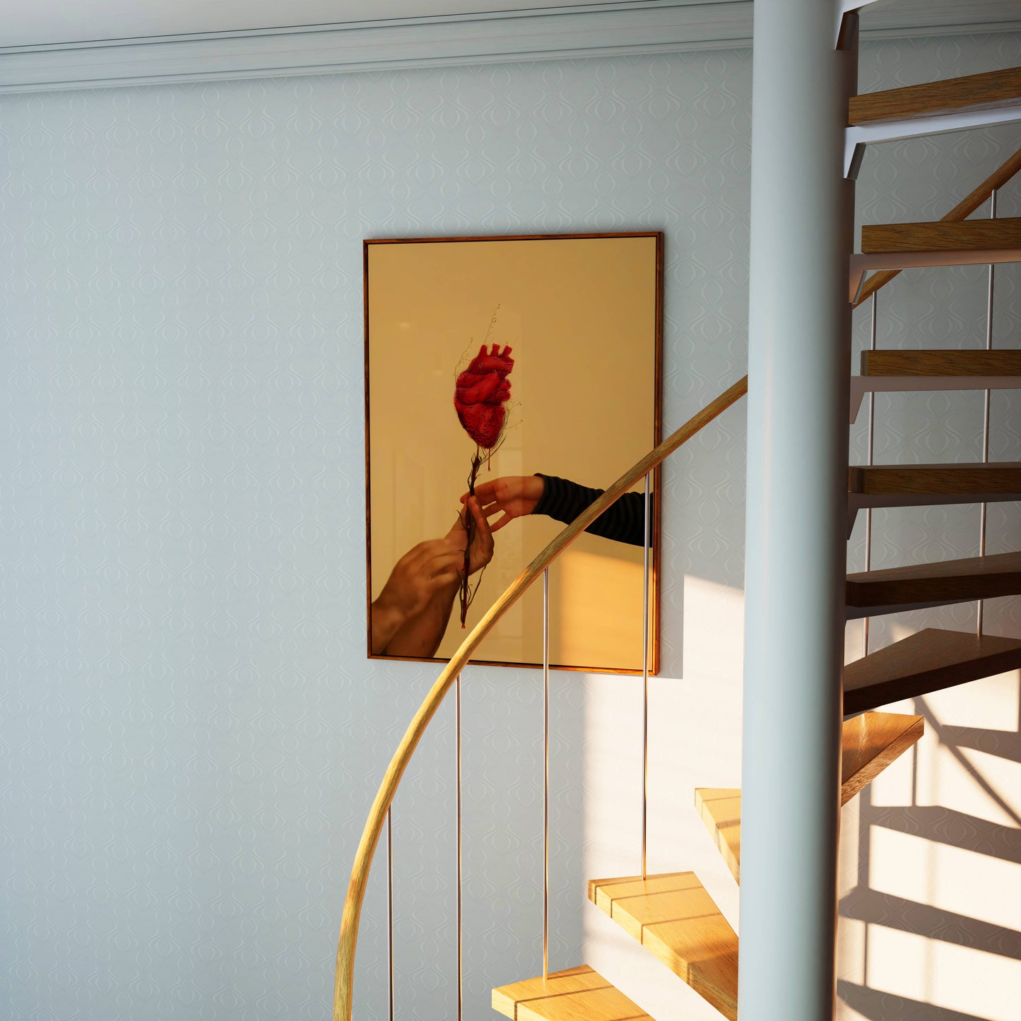 Hand Held Red Dried Flower Minimalist Aesthetic Frame