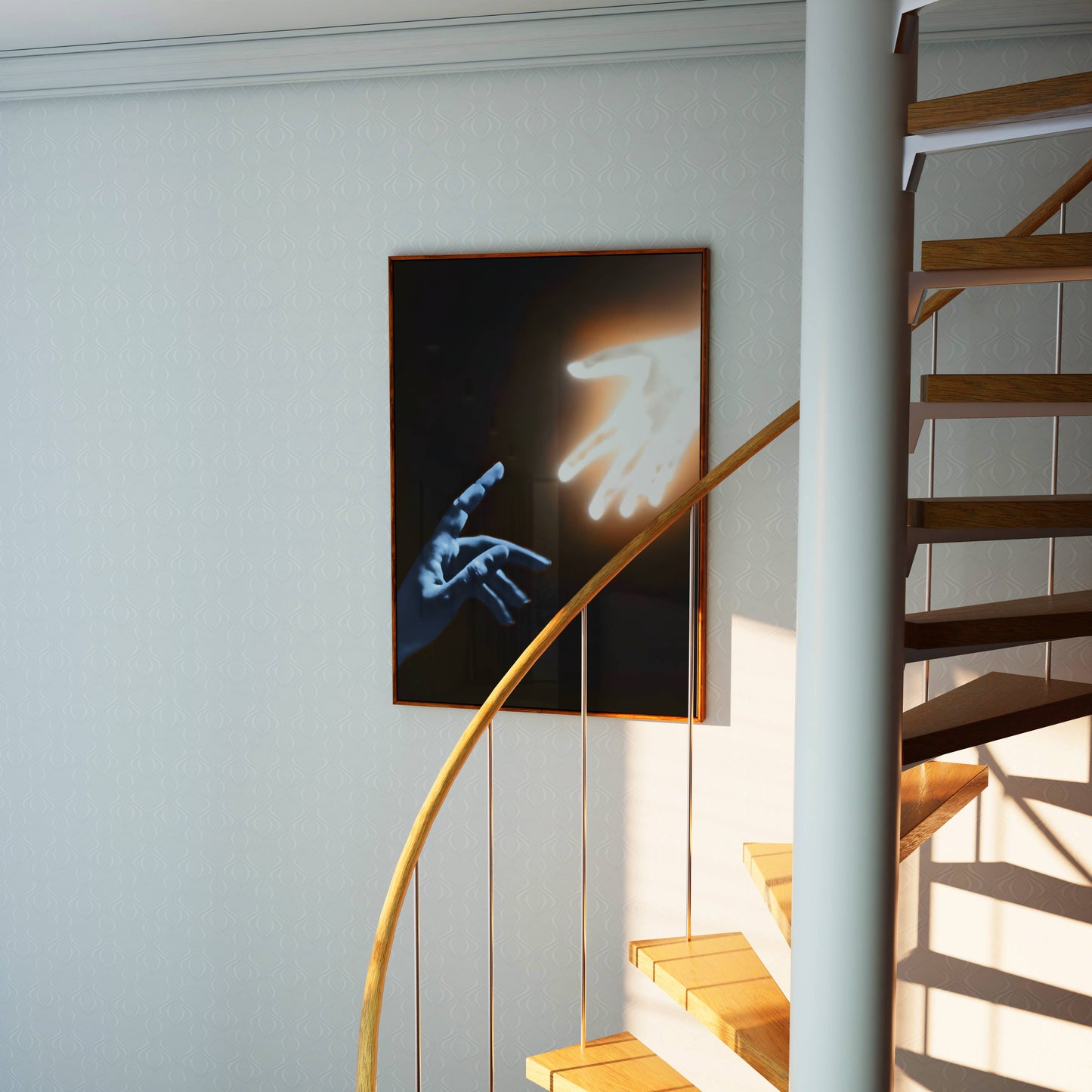 Sunlit Room Shadow Figure Elegant Wall Frame