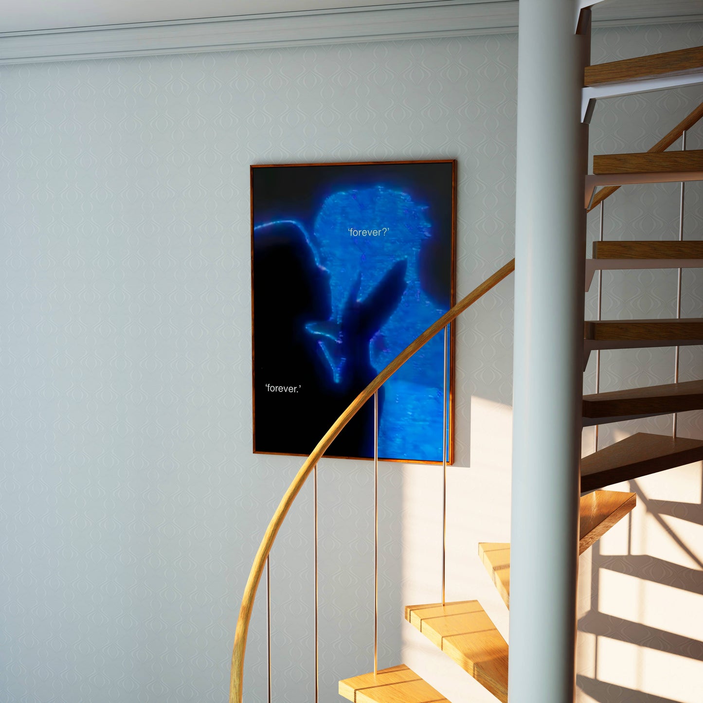 Forever Neon Blue Couple Romance Glow Art Frame