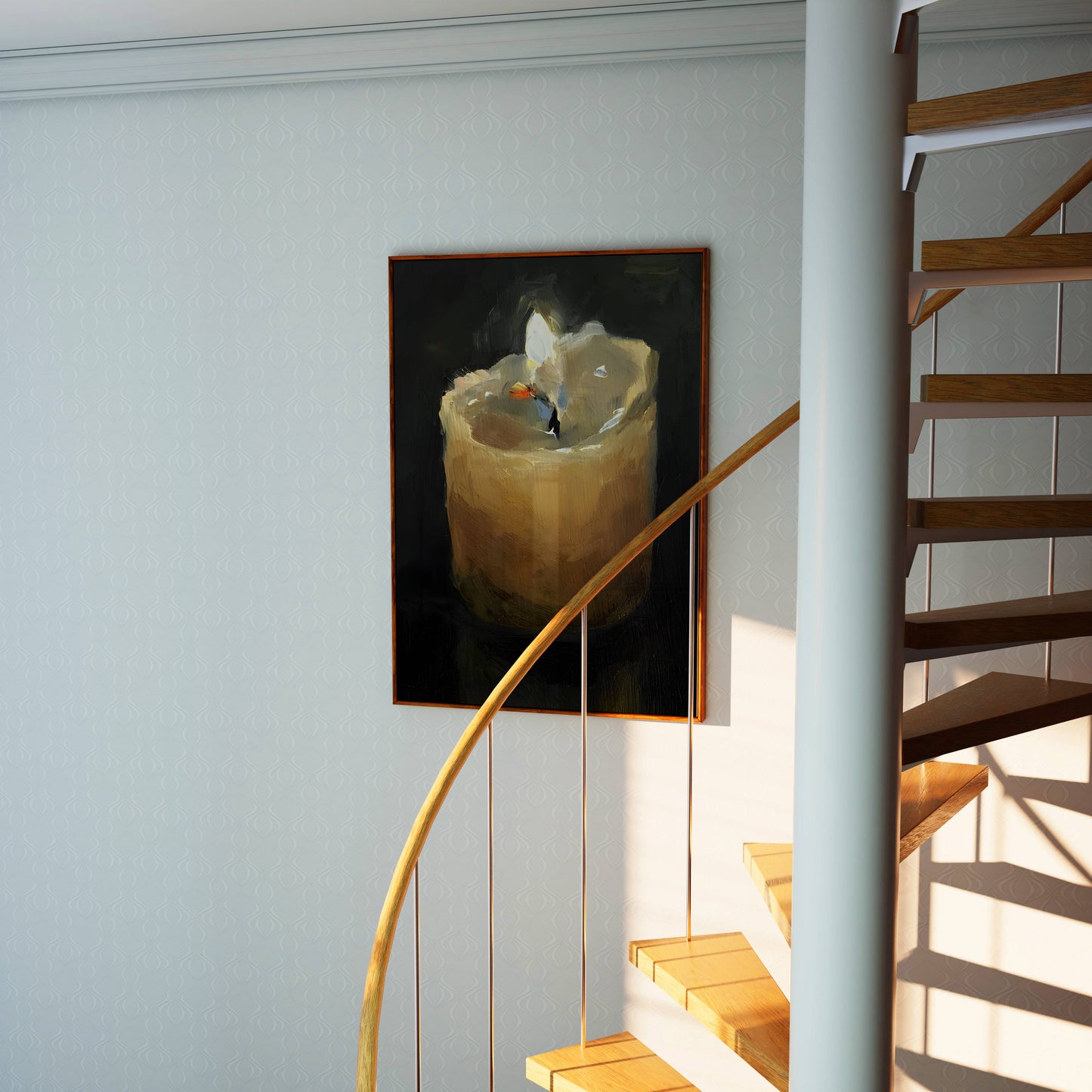 Warm Candlelight Glow Rustic Wood Art Frame
