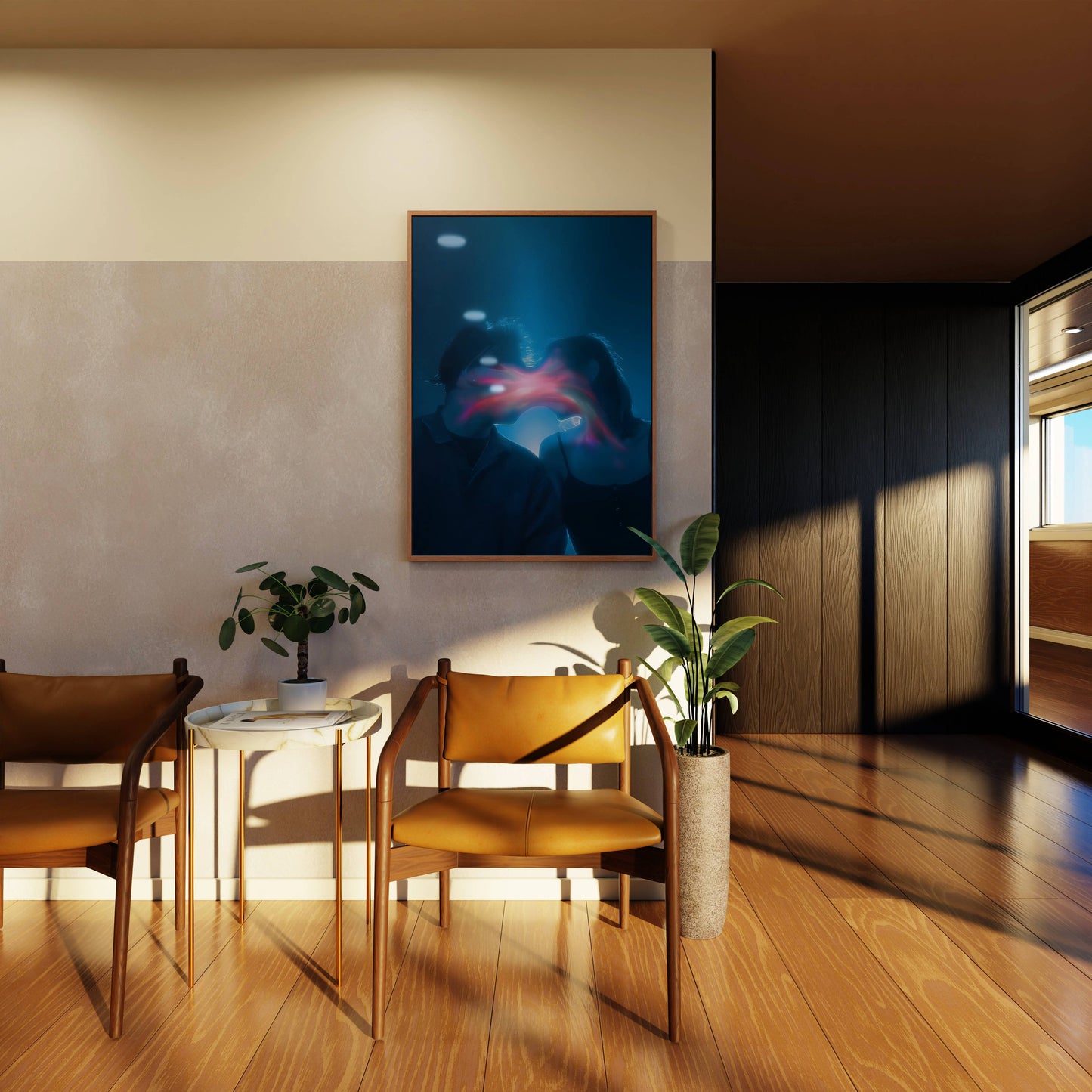 Blue Space Nebula Galaxy Art Poster Frame