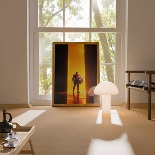 Captain America Shield Silhouette Doorway Art Print | Superhero Wall Poster