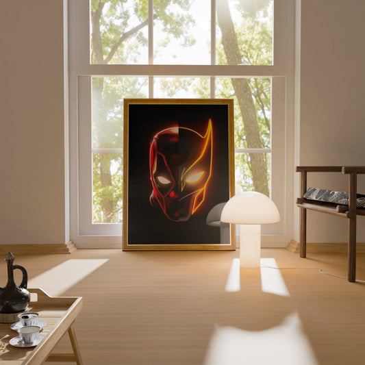 Glowing Spider-Man Mask Neon Art Poster | Superhero Wall Art Print