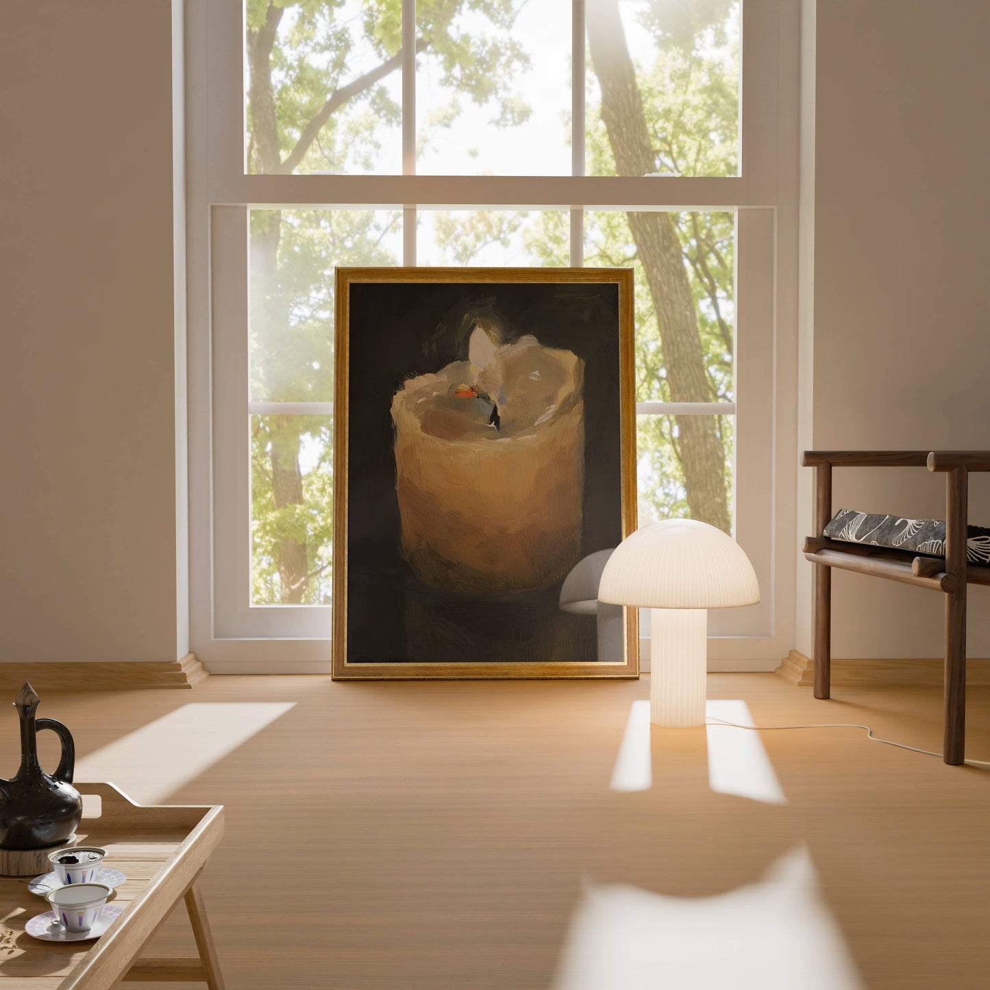 Warm Candlelight Glow Rustic Wood Art Frame