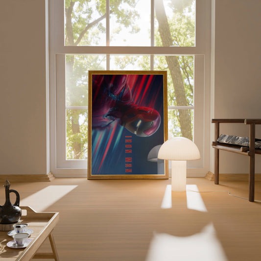 Iron Man Dynamic Neon Red Blue Action Art Print | Marvel Wall Poster