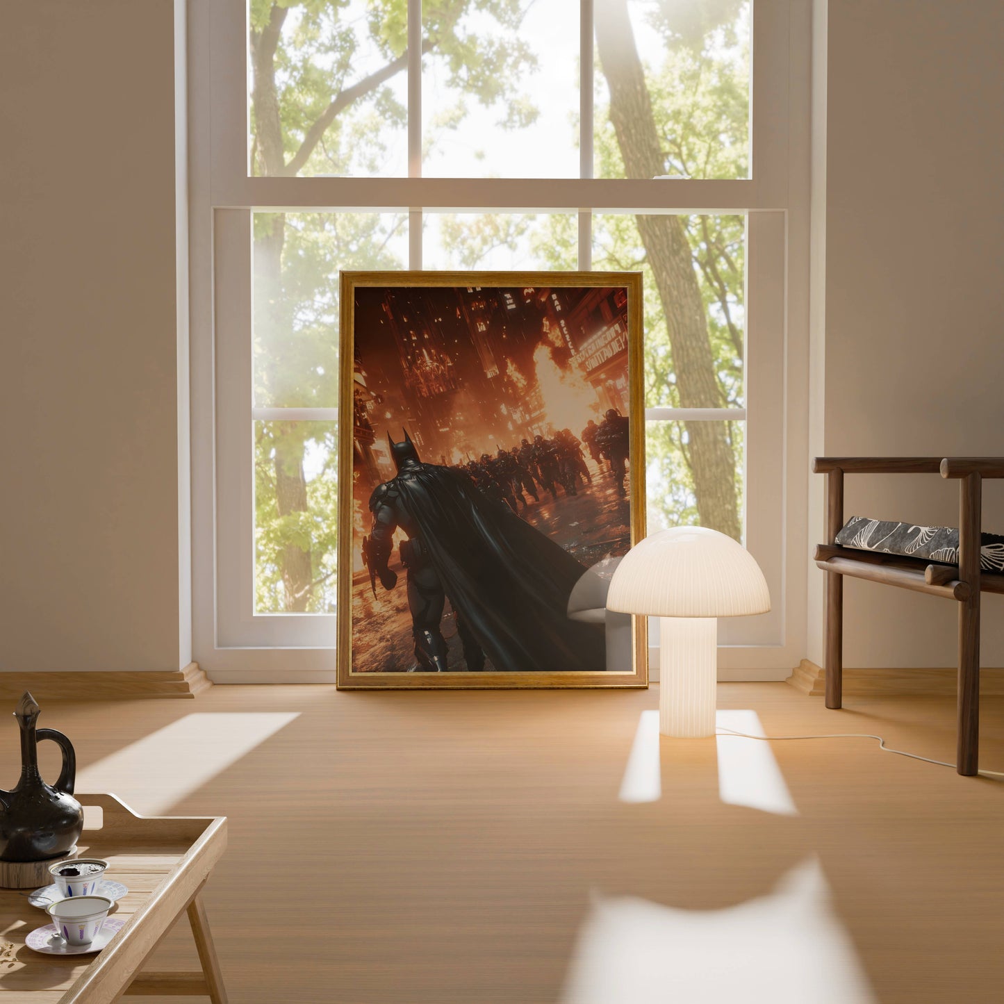 Batman Action Fire Dark Art Poster Frame