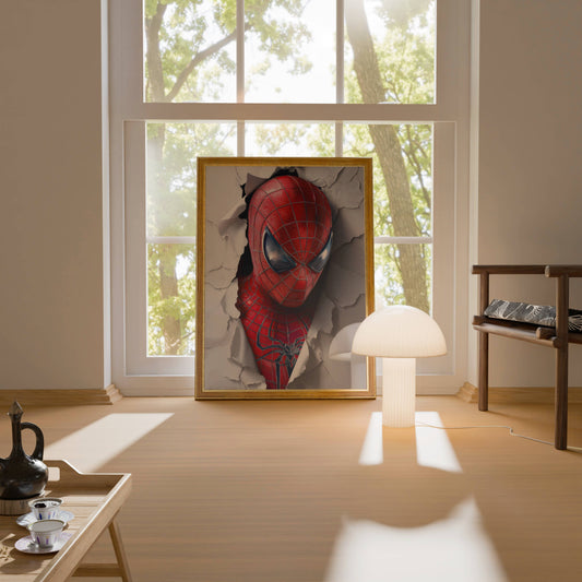 Spider-Man Mask Torn Paper 3D Effect Art Print | Superhero Wall Poster
