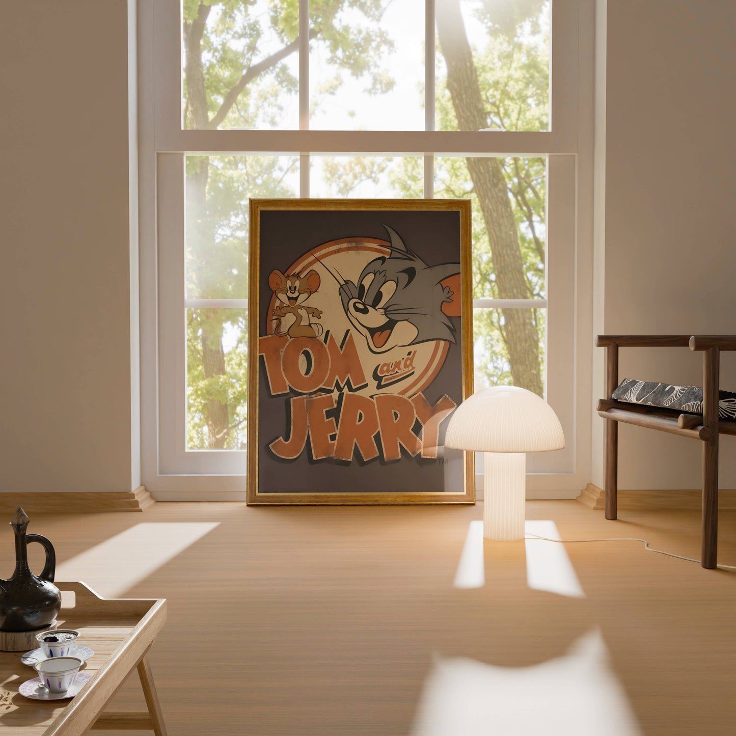 Tom and Jerry Classic Cartoon Duo Retro Poster Art Frame