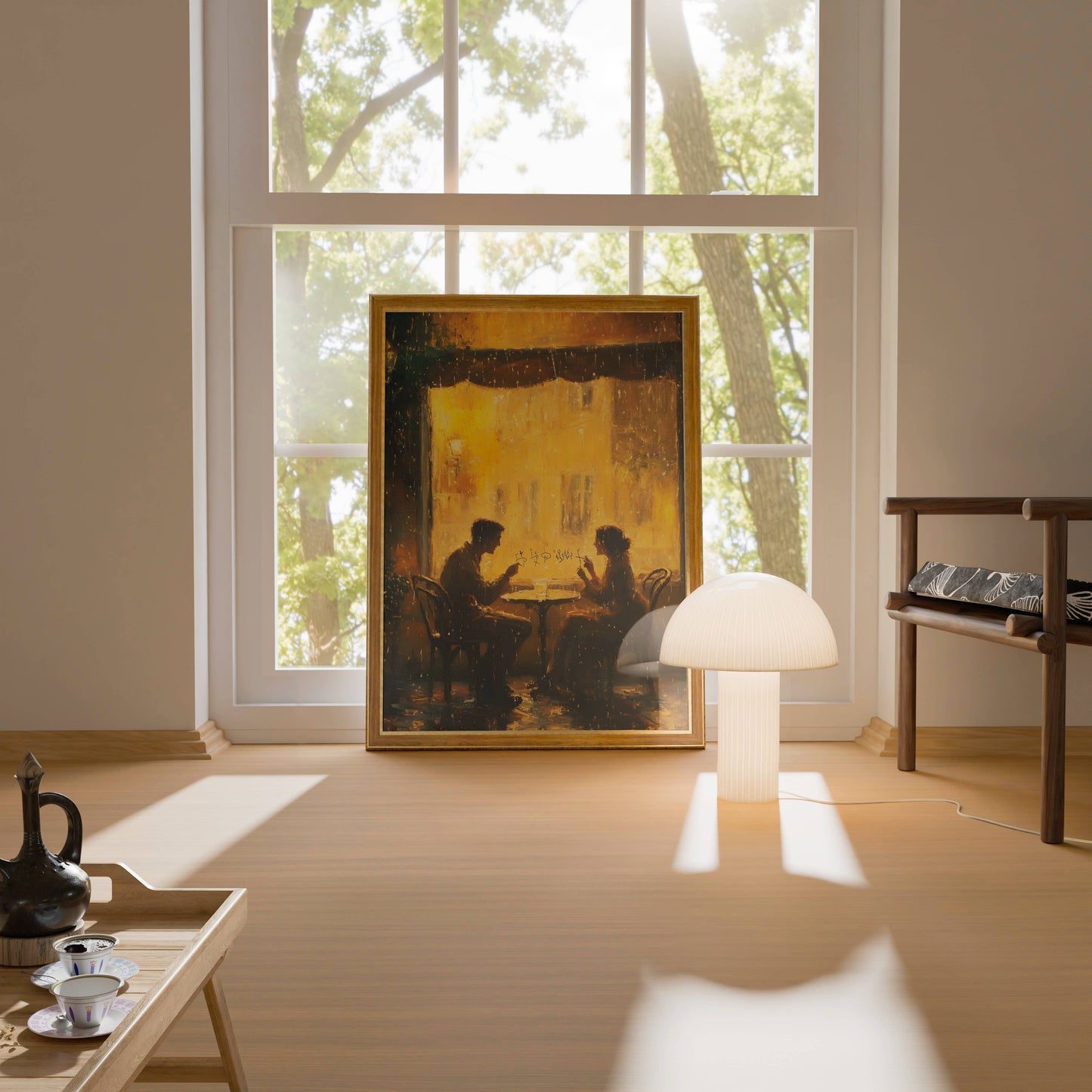 Golden Lamplight Reader Classic Oil Painting Frame