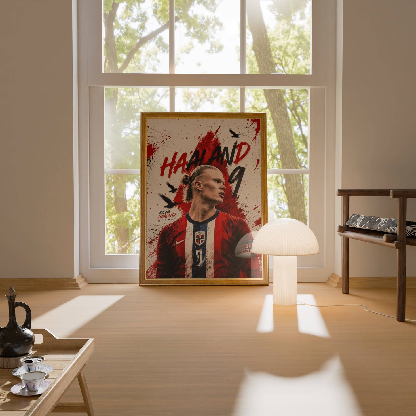 Haaland Norway Paint Splash Celebration Art Print | Football Wall Poster
