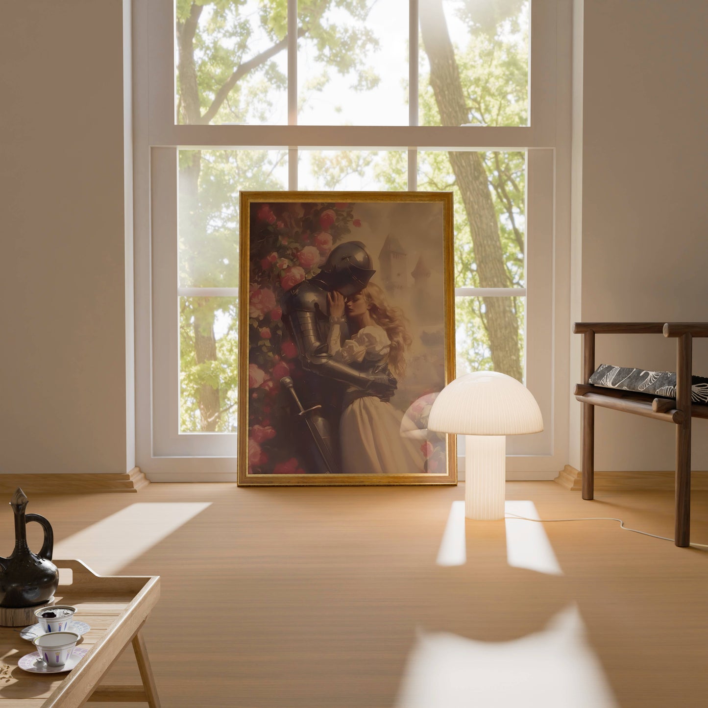 Medieval Knight Romance Couple Art Poster Frame