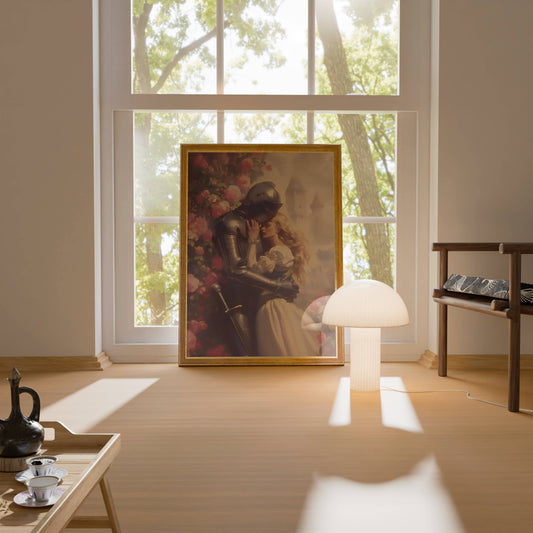 Medieval Knight Romance Couple Art Poster Frame