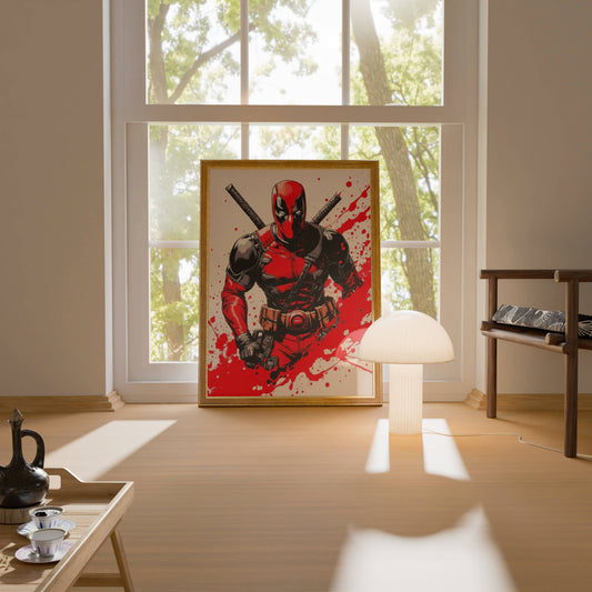 Deadpool Action Pose with Katanas Poster | Superhero Wall Art Print
