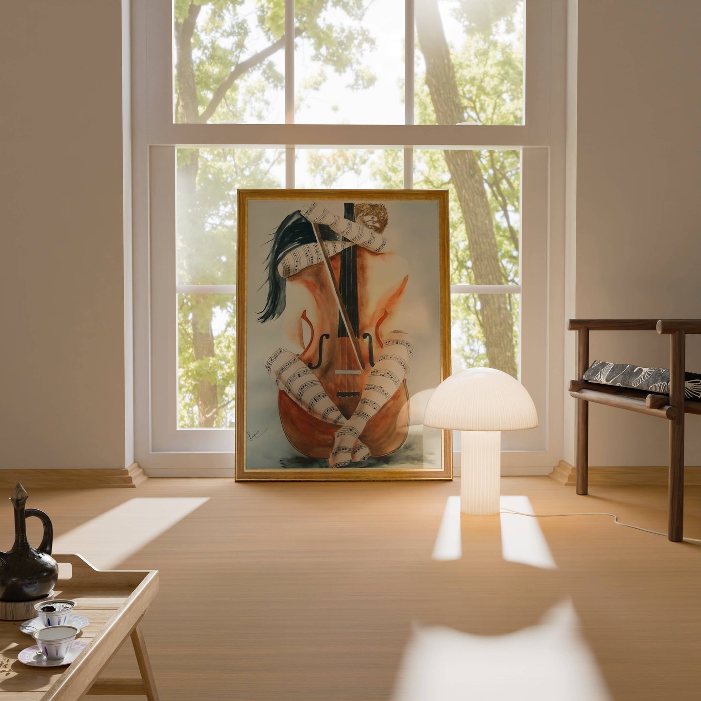 Soulful Cellist Woman Musical Portrait Art Frame