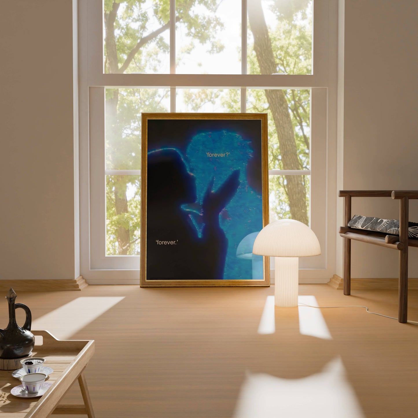 Forever Neon Blue Couple Romance Glow Art Frame