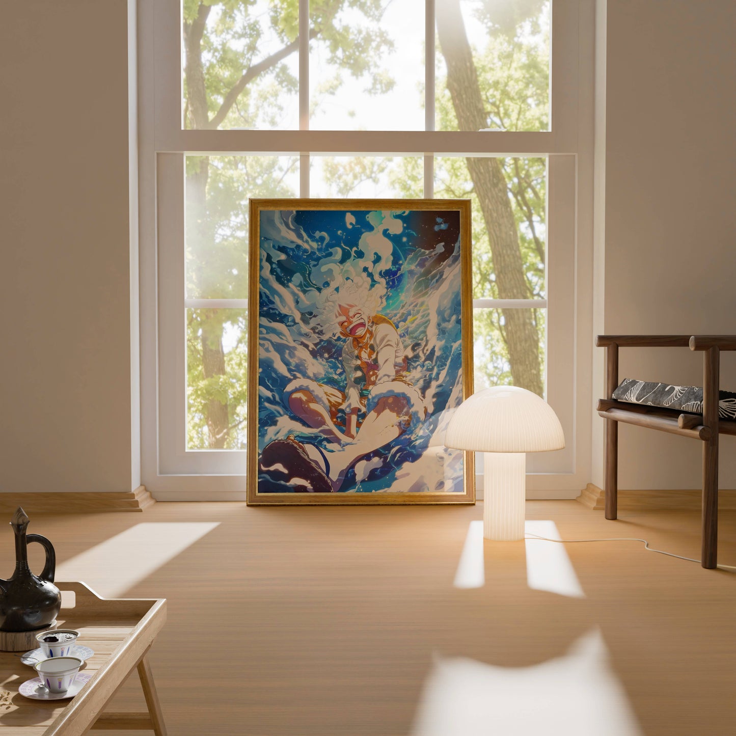 One Piece Luffy Gear 5 Action Art Poster Frame