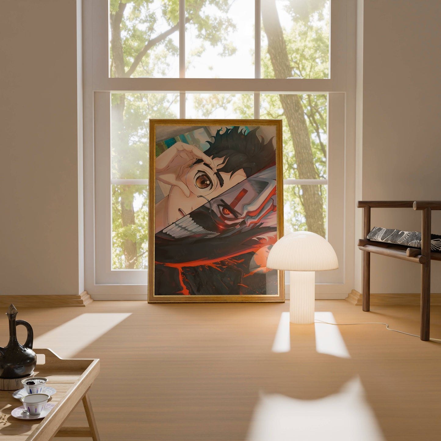 Anime Split Face Dual Identity Art Poster Frame