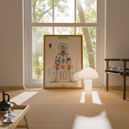 Messi Argentina No.10 Minimalist Portrait Art Print | Football Wall Poster