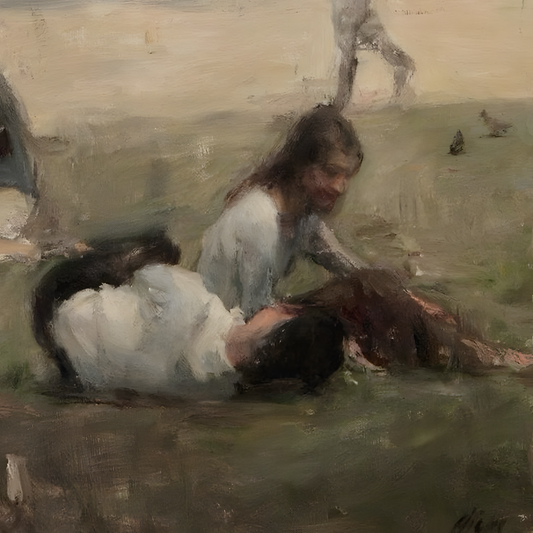 Classical Oil Painting Women Landscape Art Poster Frame