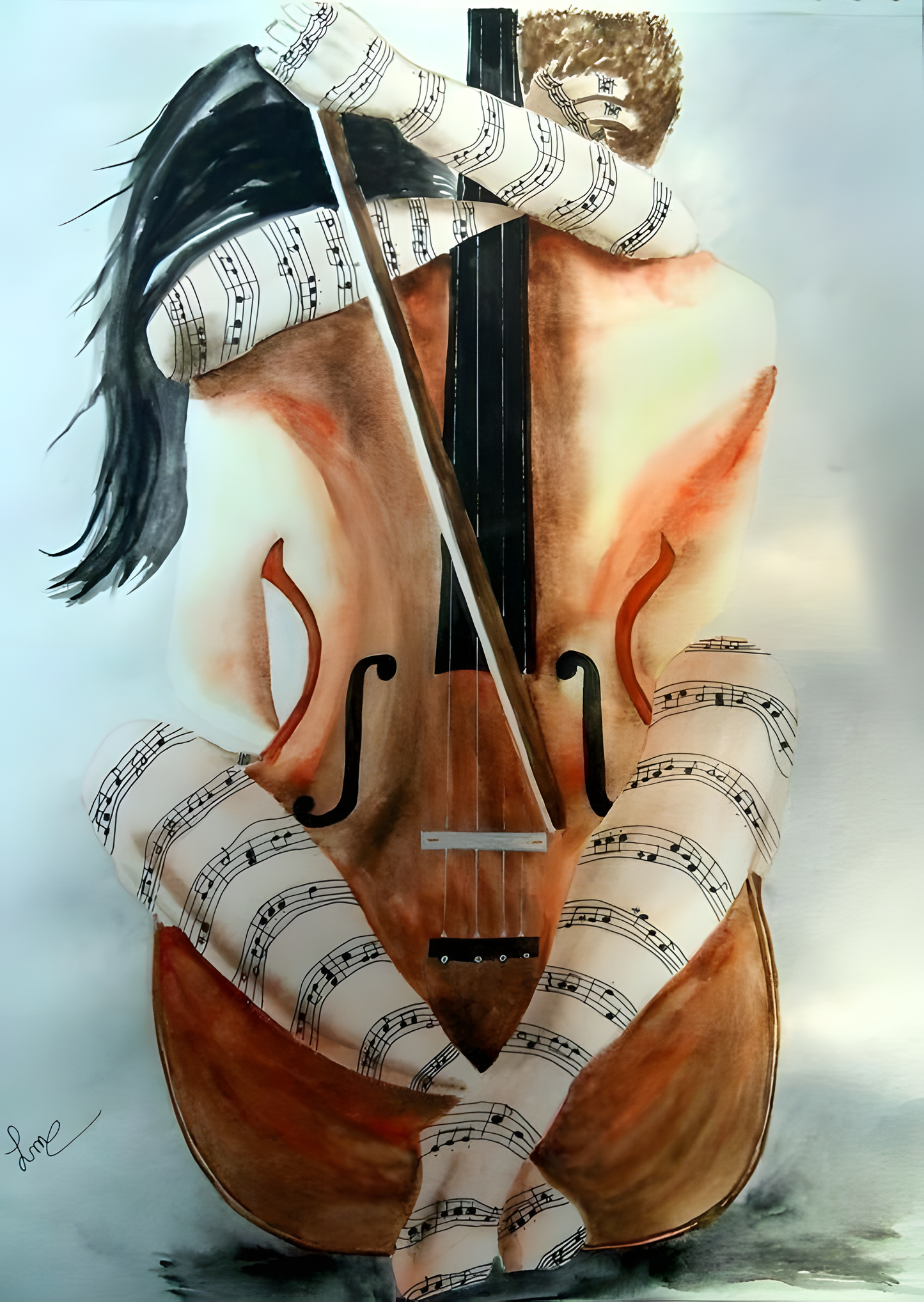 Soulful Cellist Woman Musical Portrait Art Frame