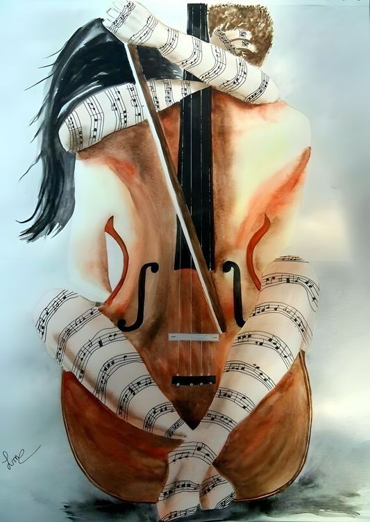 Soulful Cellist Woman Musical Portrait Art Frame