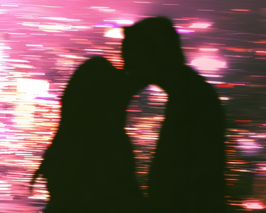 Romantic Sunset Silhouette Couple Lakeside Art Frame