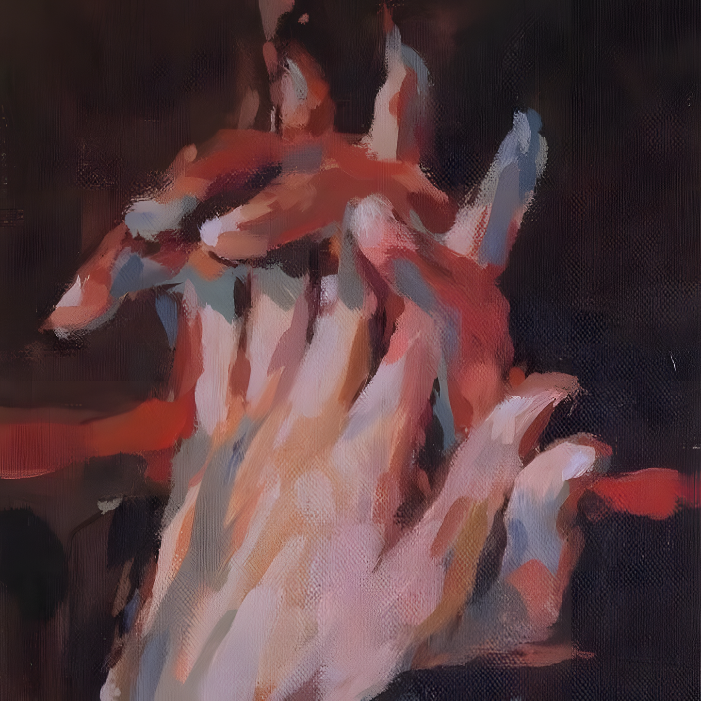 Expressive Painted Hands Abstract Art Frame