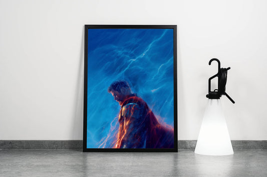 Superman Blue Red Suit Artistic Portrait Art Print | Superhero Wall Poster