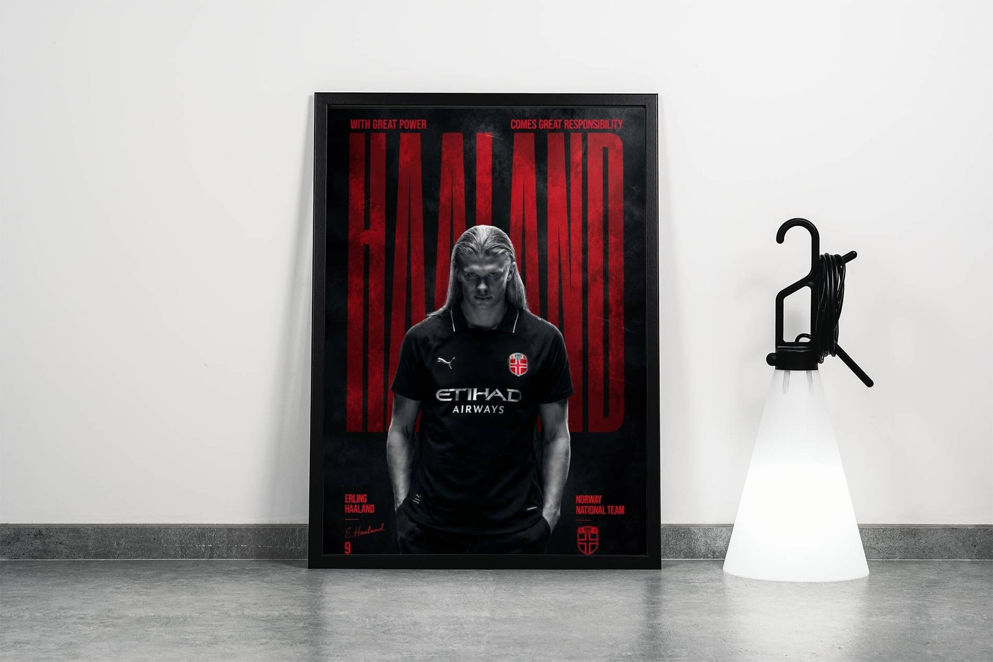 Haaland with great powers  Typography Art Print | Football Wall Poster
