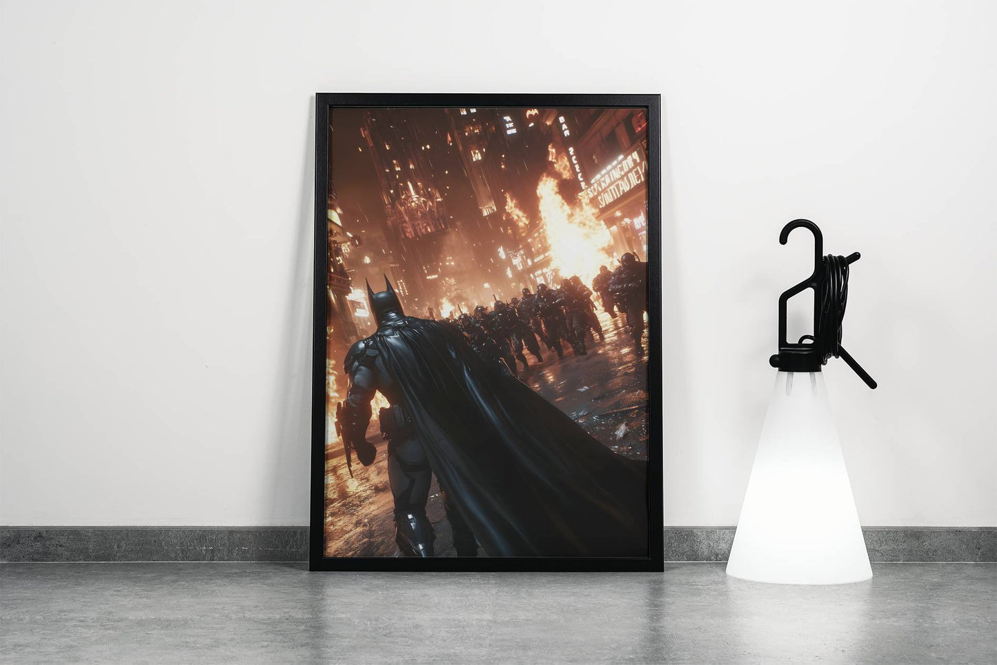 Batman Action Fire Dark Art Poster Frame