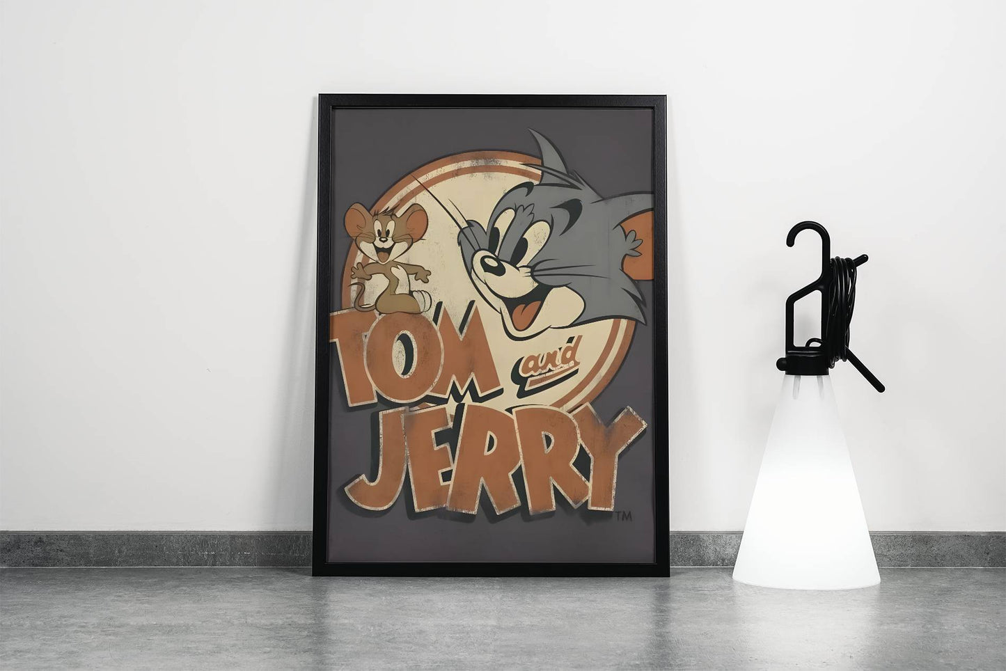 Tom and Jerry Classic Cartoon Duo Retro Poster Art Frame