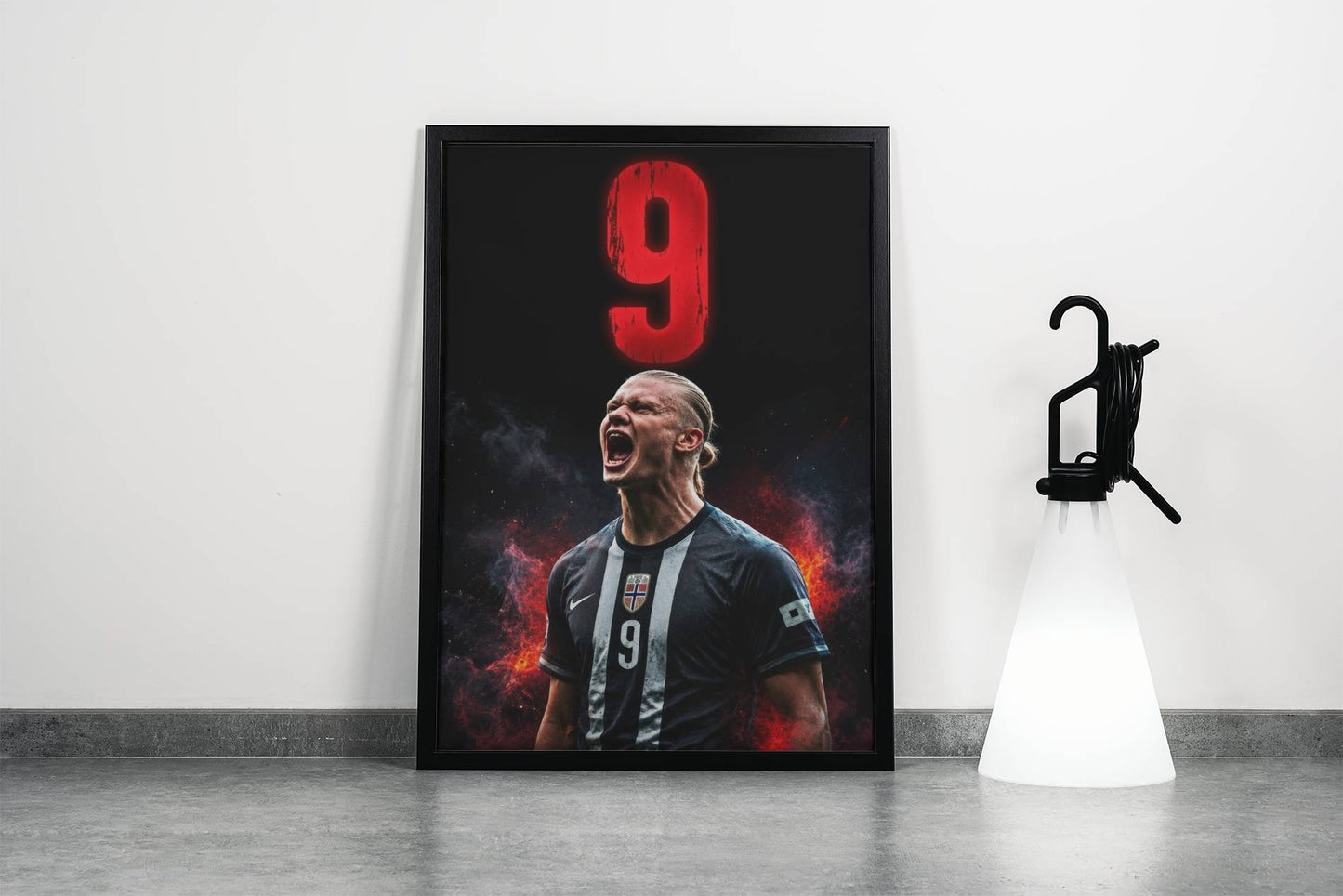 Haaland Norway No.9 Fire Roar Art Print | Football Wall Poster