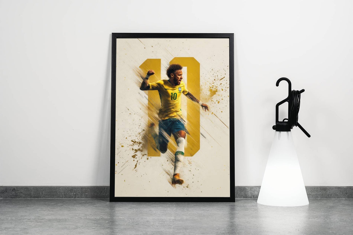 Neymar Brazil No.10 Gold Dynamic Action Art Print | Football Wall Poster