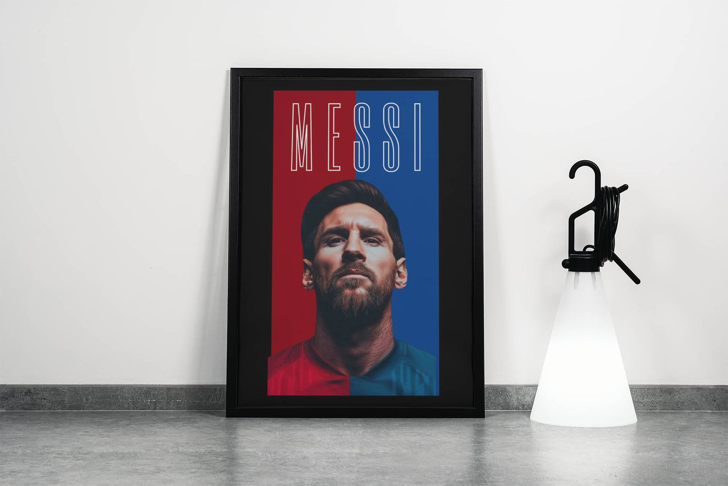 Messi Split Red Blue Typography Art Print | Bold Football Wall Poster