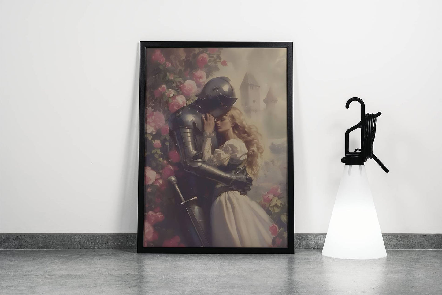 Medieval Knight Romance Couple Art Poster Frame