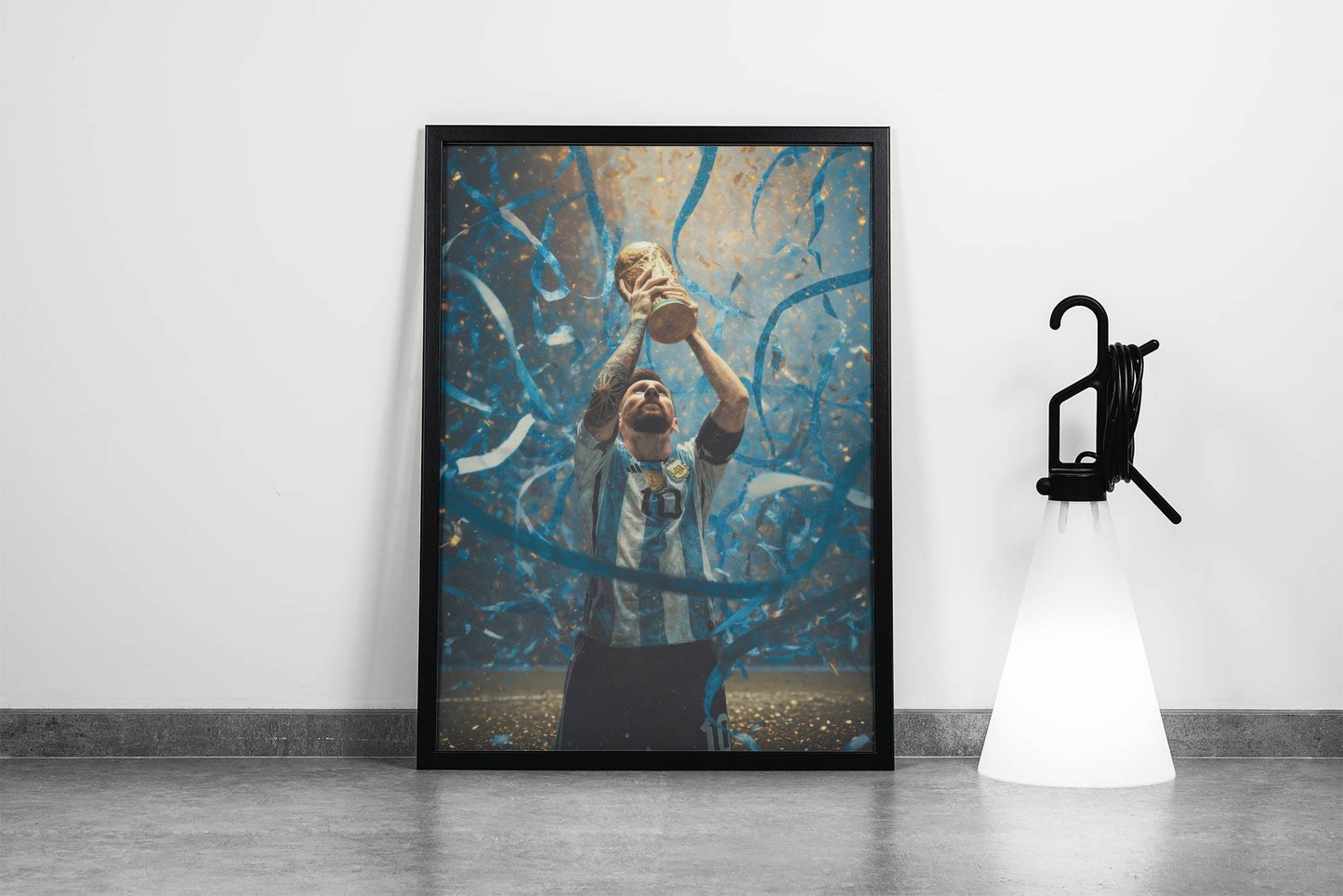 Messi FIFA World Cup Trophy Celebration Art Print | Argentina Football Wall Poster