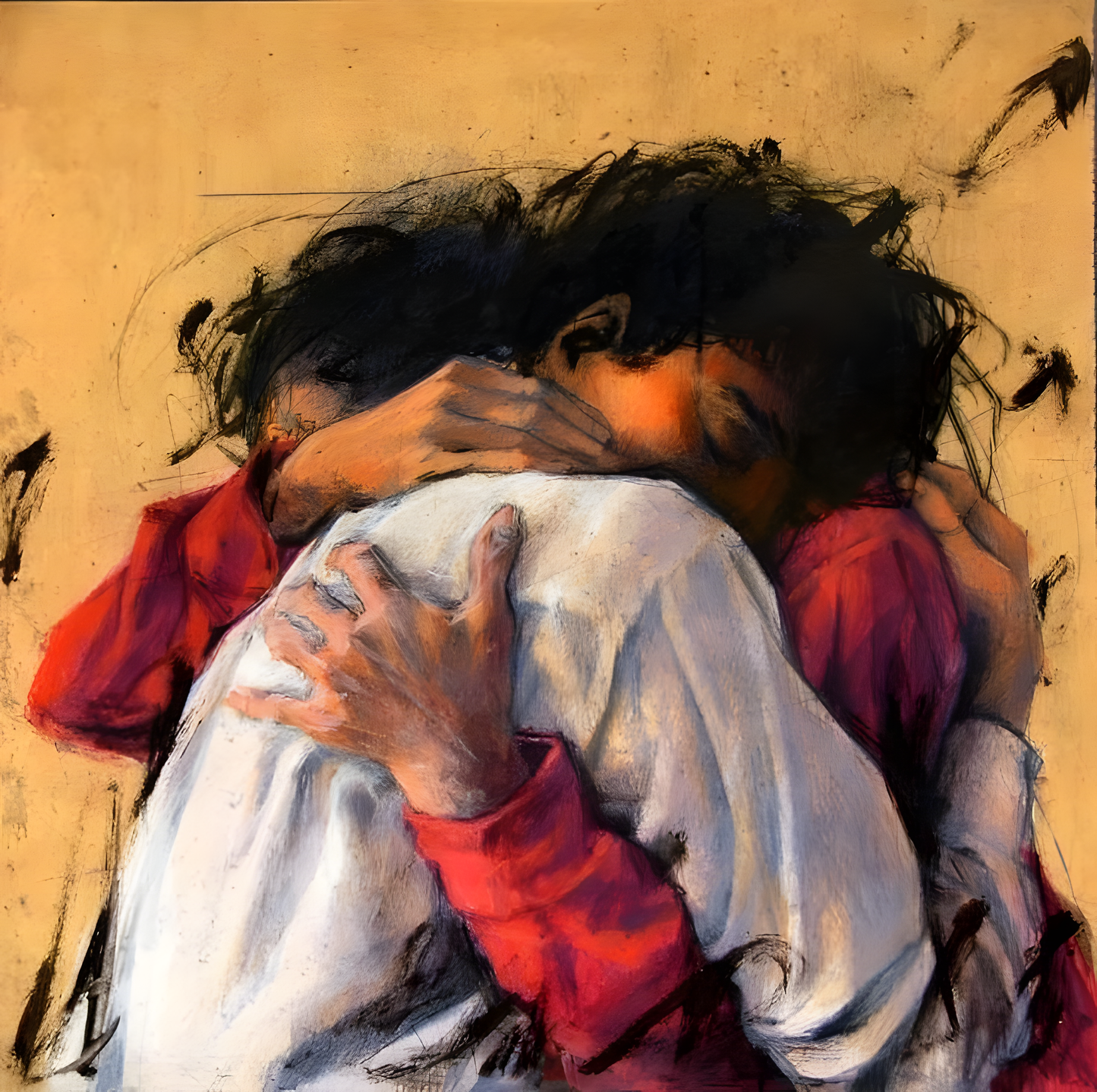 Mother and Child Embrace Portrait Art Poster Frame